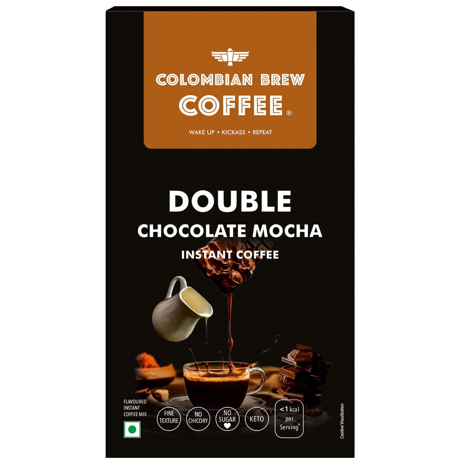 Colombian Brew Coffee Double Chocolate Mocha Instant Coffee, Vegan, No Sugar - 50gm