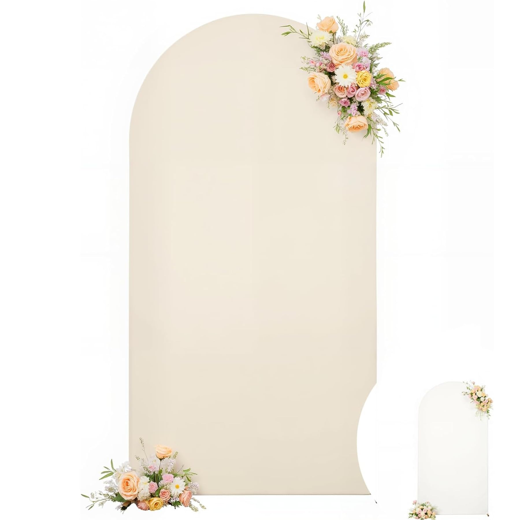 Photo 1 of Wedding Arch Backdrop Cover, 5FT White Beige Arch Cover Stretchy Backdrops, Double-Sided Arch Stand Covers for Wedding Ceremony, Baby Shower, Birthday Party Decoration