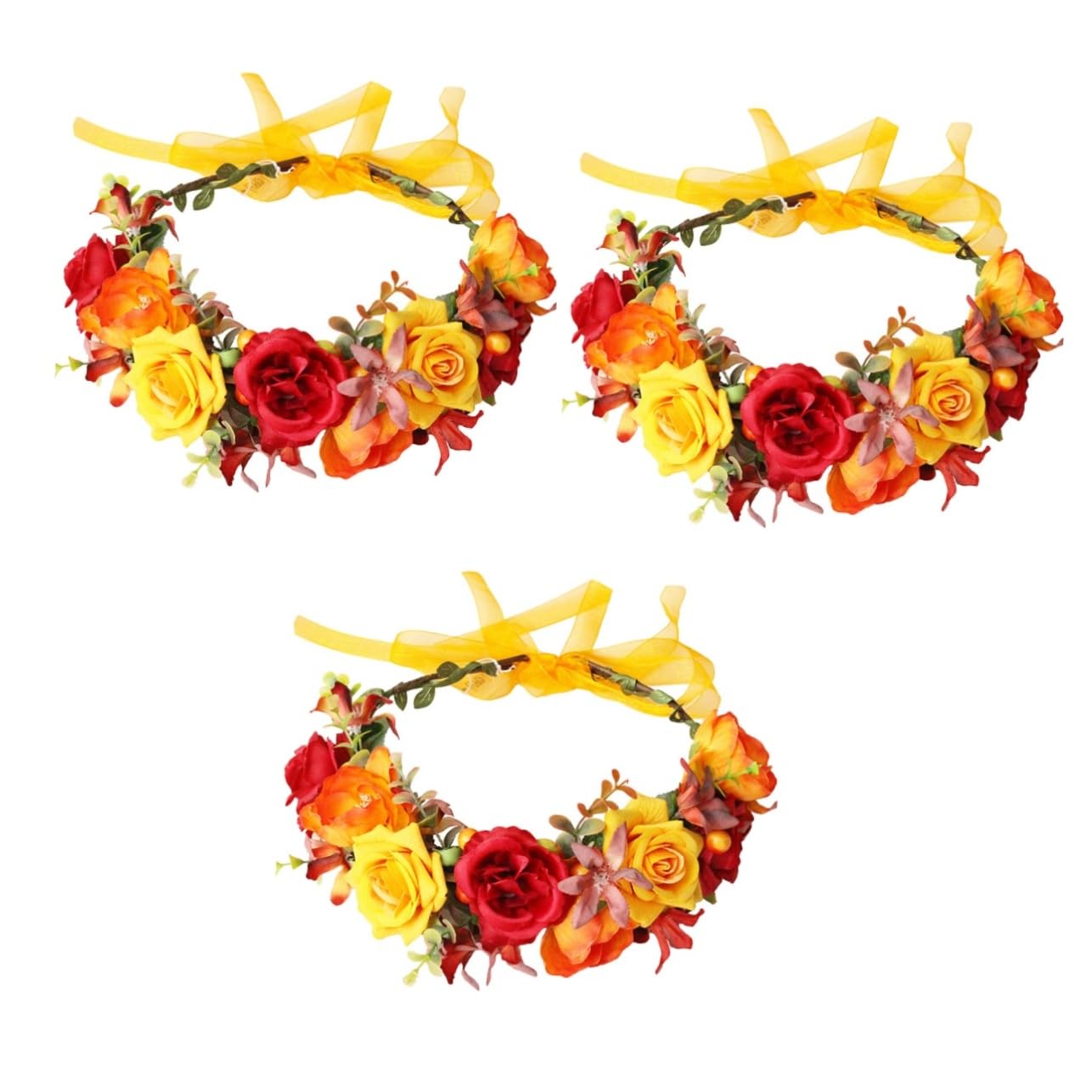 FRCOLOR 3St Simulations blumen haarband wedding hair accessories hochzeits haarschmuck headband Rosenhaarband Stirnband für Mädchen Blumenkranz Haarband mit Rose Blumenkrone Stoff