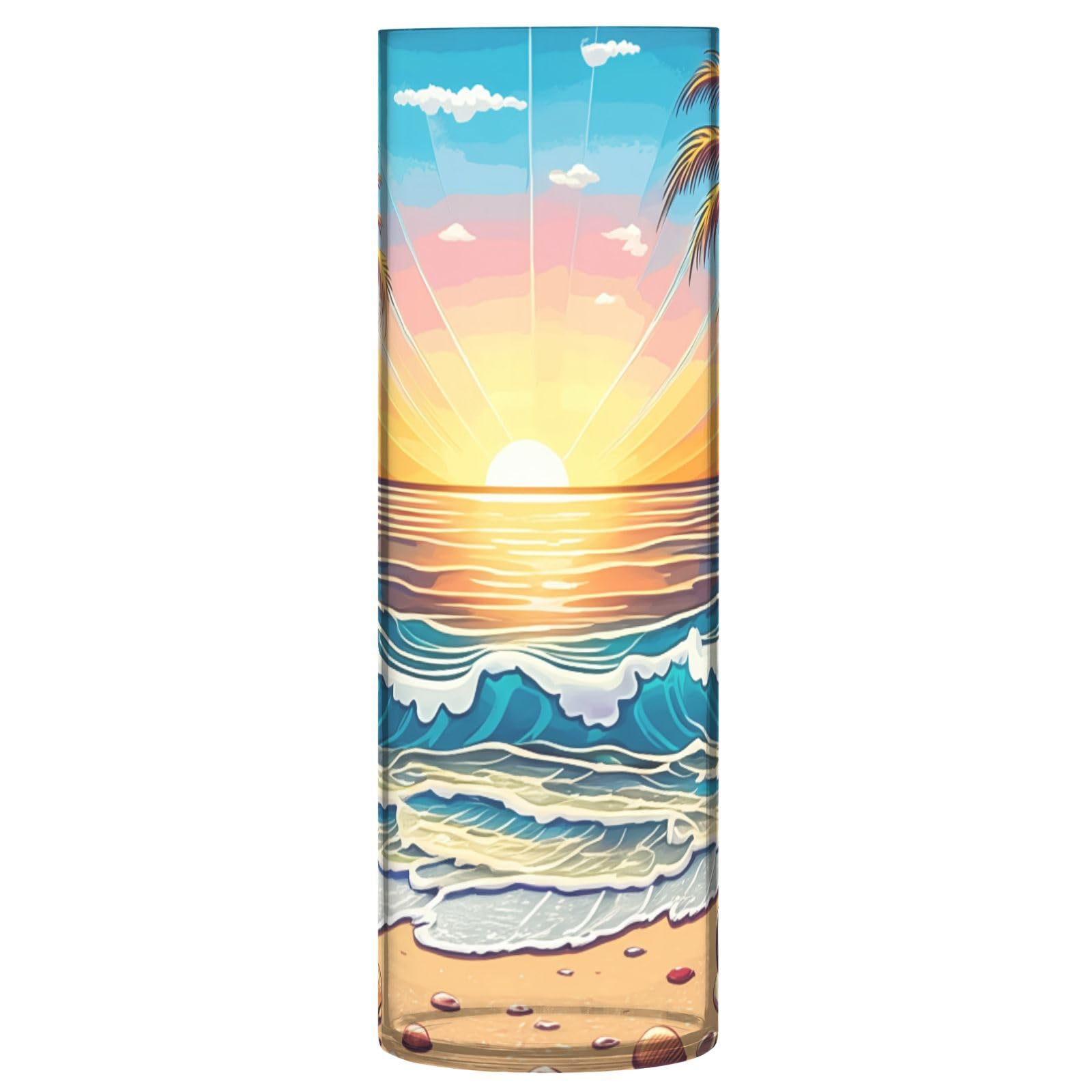Vase de plage coucher de soleil en verre de qualité supérieure pour étagère design moderne