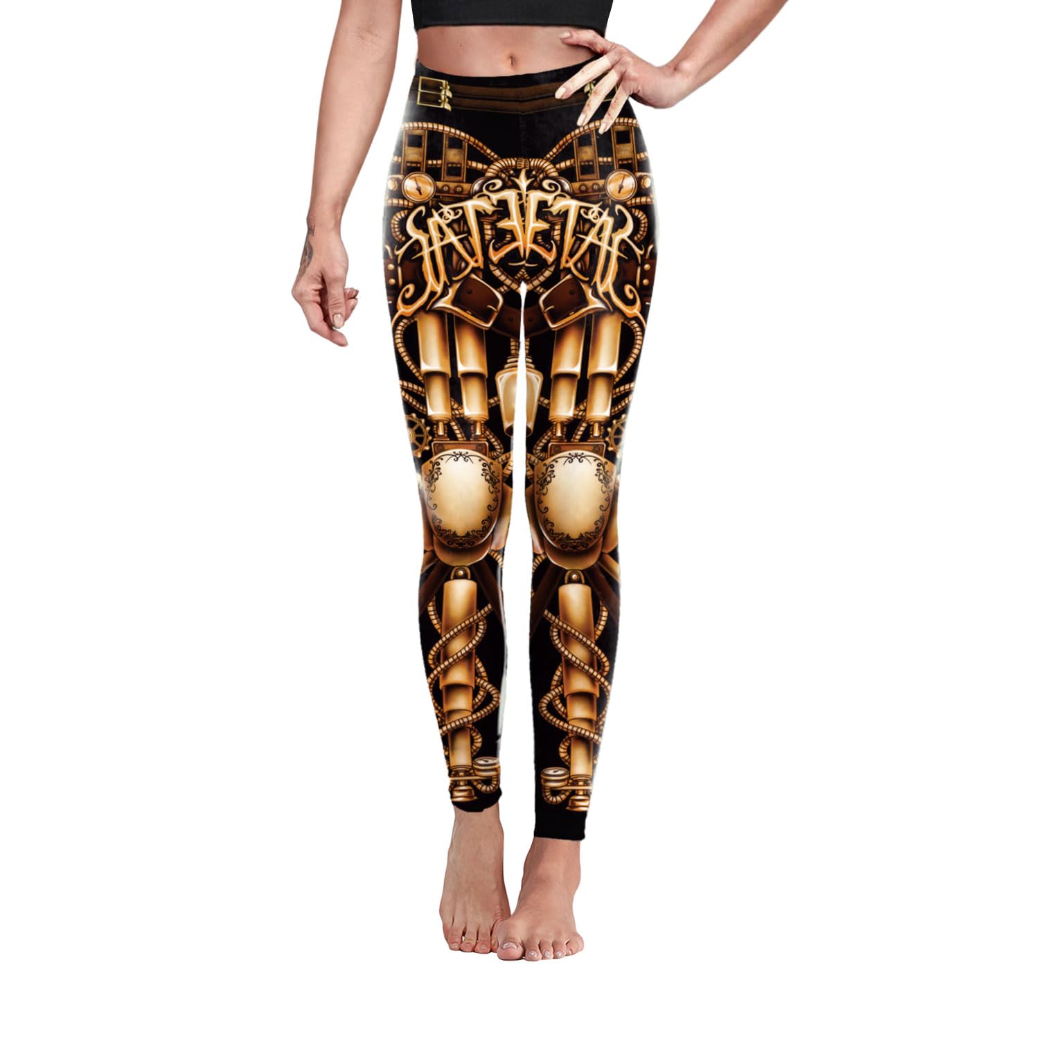 Women Steampunk Retro Leggings Comic Cosplay Punk Print Polyester Gothic Trousers Capris Pants S-4XL Plus Size