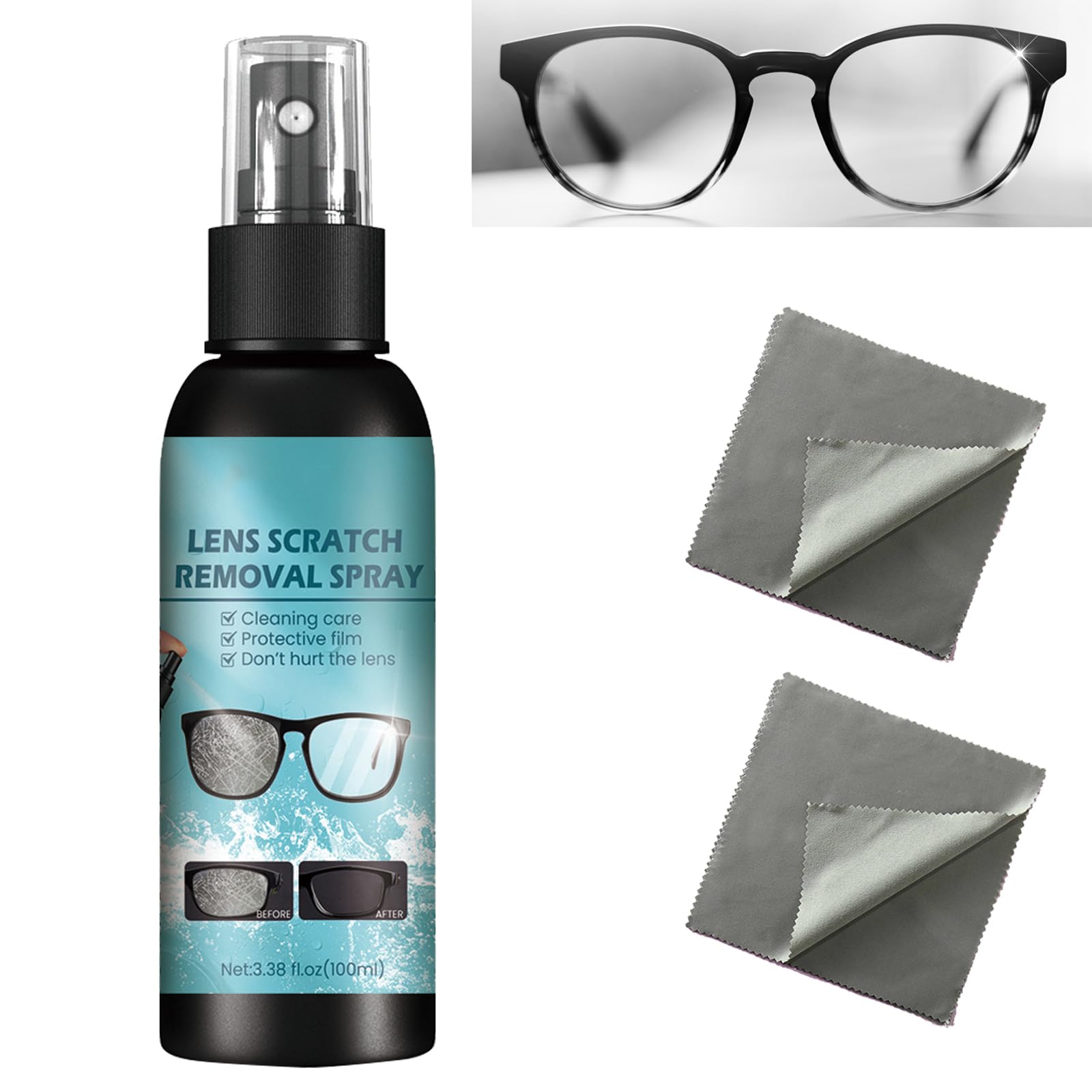 KOAHDE Líquido de Reparación de Lentes,Spray de Reparación de Gafas,Líquido de Reparación de Gafas,Spray Limpiador de Lentes Gafas,Spray De Reparación De Arañazos De Gafas,Spray Reparador de Lentes