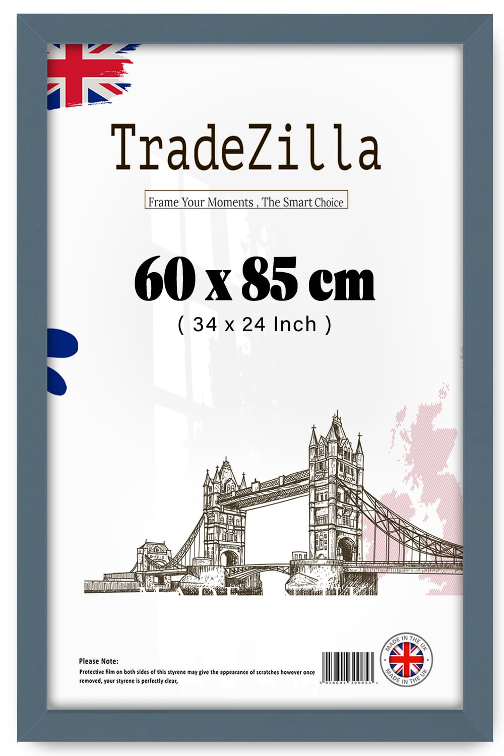 TradeZilla | Wood Finish Poster Frame (60 x 85 CM) Perfect for Room Interior, Wall Décor, Sturdy MDF Frame with Elegant Design, Ideal for Home & Office Use [ Dark Grey ]