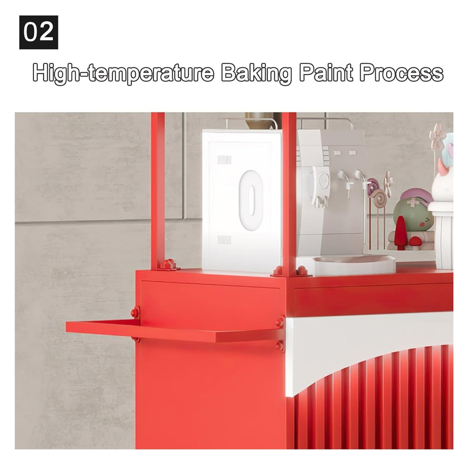 Carro móvil for Venta de Alimentos con Ruedas: Puesto de Mercado de Metal Resistente for refrigerios, Bebidas y Perritos Calientes(Red,140cm/55.1in)