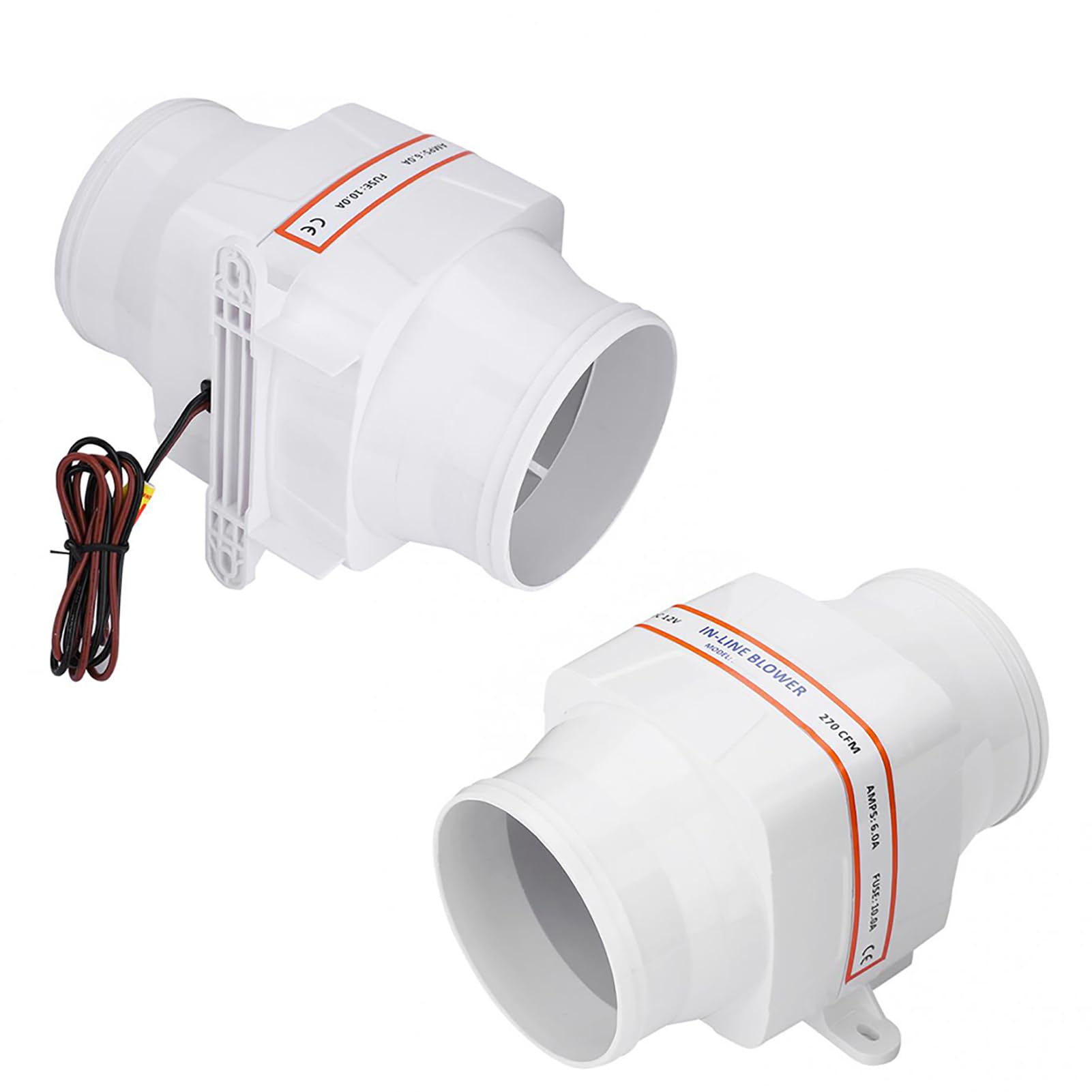 Soplador de aire de 4 pulgadas de aire de 4 pulgadas, ventilador de conducto de aire de aire ABS, consumo de baja potencia, consumo de baja potencia, diseño de caparazón d