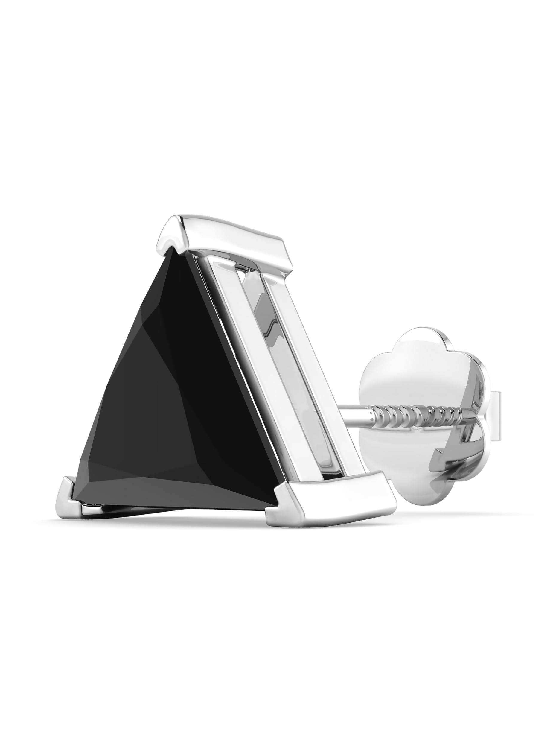 ORIONZ Stud Earrings for Men & Boys (1 Piece) - 925 Sterling Silver CZ Diamond Ear Studs - Black Triangle Solitaire - 18k Gold Plated Jewellery - Birthday Anniversary Gift - Men Fashion Accessories (B09MRV8PHV) Amazon Price History, Amazon Price Tracker