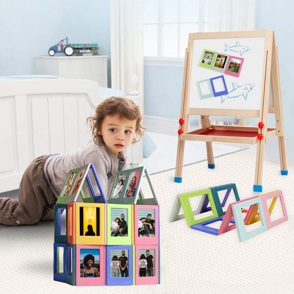 Rainbow Kolorowa mini kieszeń magnetyczna na zdjęcia, 3,5 x 2,5 cala, ramka na lodówkę, pasuje do Instax, 10 kolorów/opakowanie
