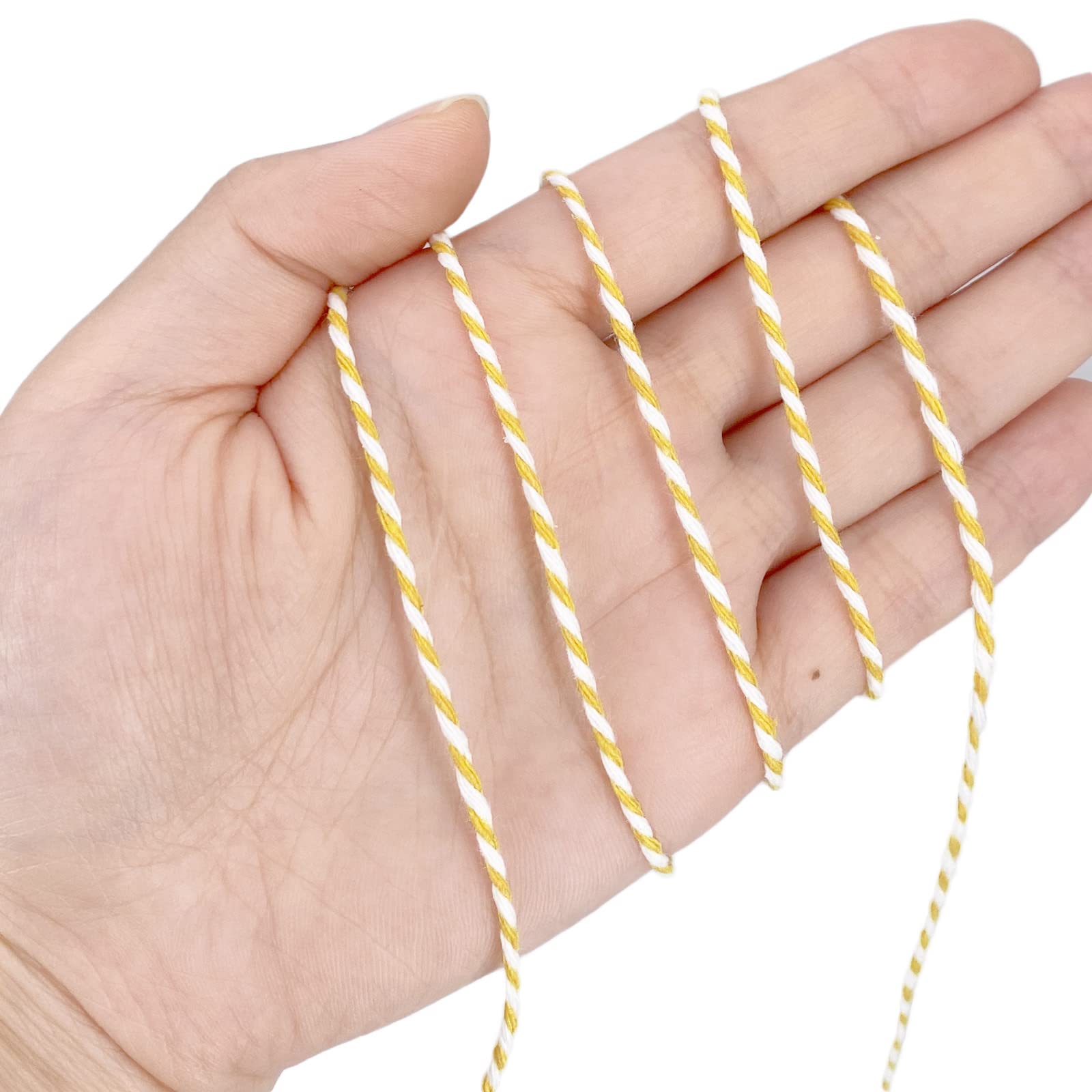 Spago di cotone giallo e bianco Baker String 2 mm di spessore 328 piedi spago di Natale per confezioni regalo fai da te artigianato decorazione casa giardinaggio