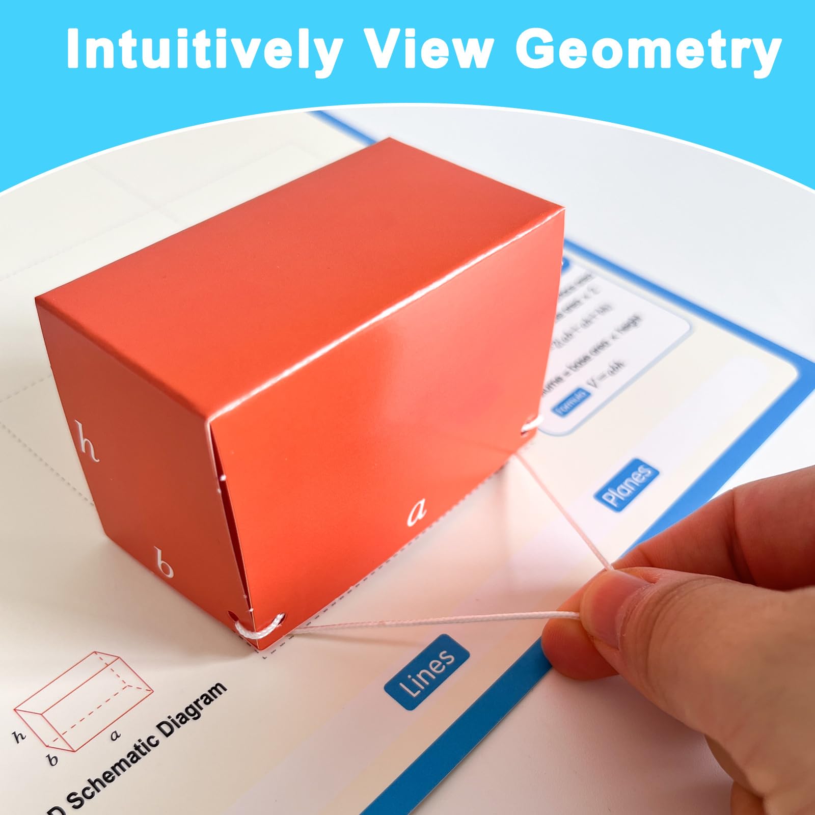 Książka do nauki geometrii 3D z plecioną liną, interaktywne narzędzie do nauczania matematyki dla początkujących w geometrii, formuły objętościowe i powierzchniowe (15
