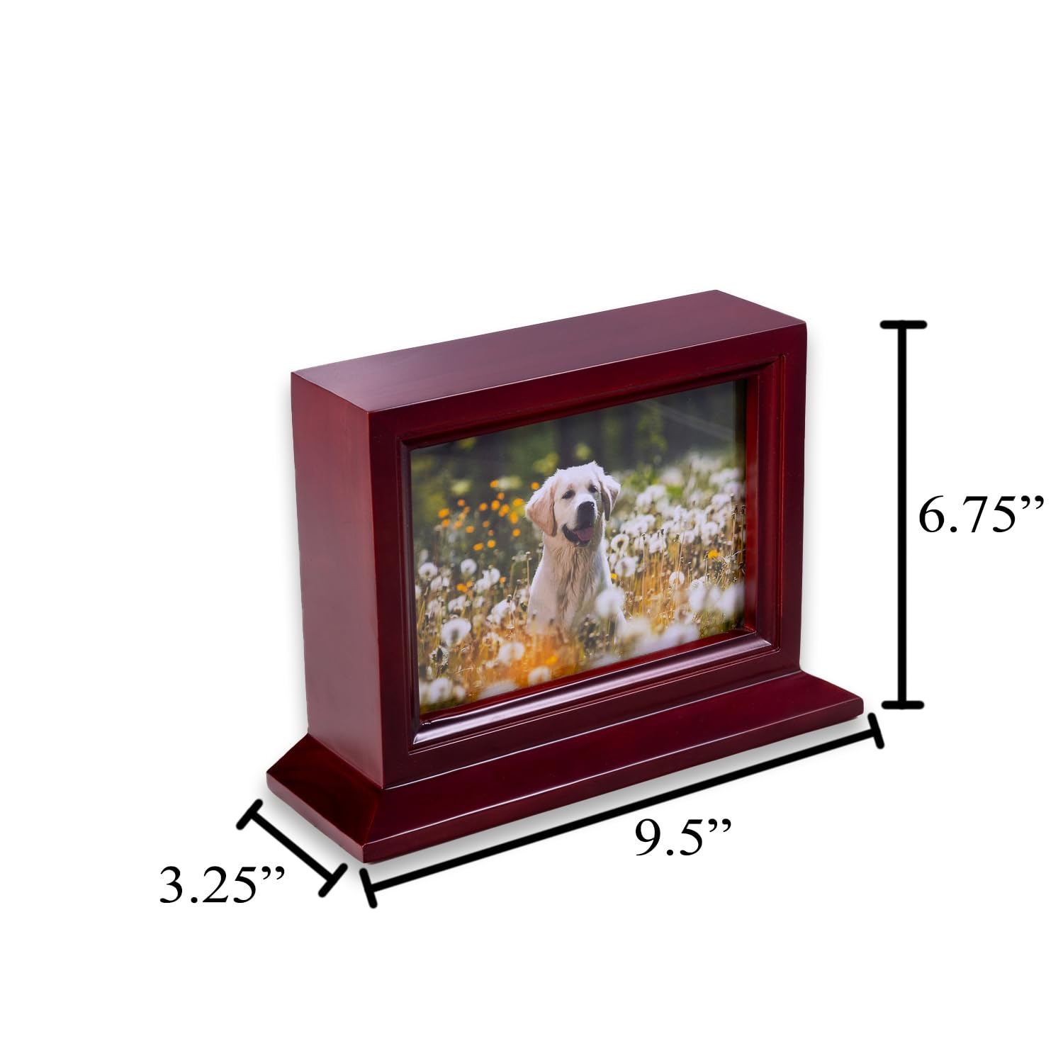 Bey-Berk Deering Moments Wood Pet Urn With Photo Frame – Holds Up To 50lb Pre-Cremation Weight, 9.5x6.75x3.25 Inch