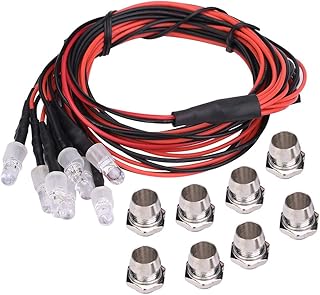 XIASABA 8 PCS FEARLES DE 5 mm Luces LED accesorios RC Para un auto de deriva del modelo Estas luces de calidad hechas de goma y plástico cuentan con 4 luces blancas y 4 con cables