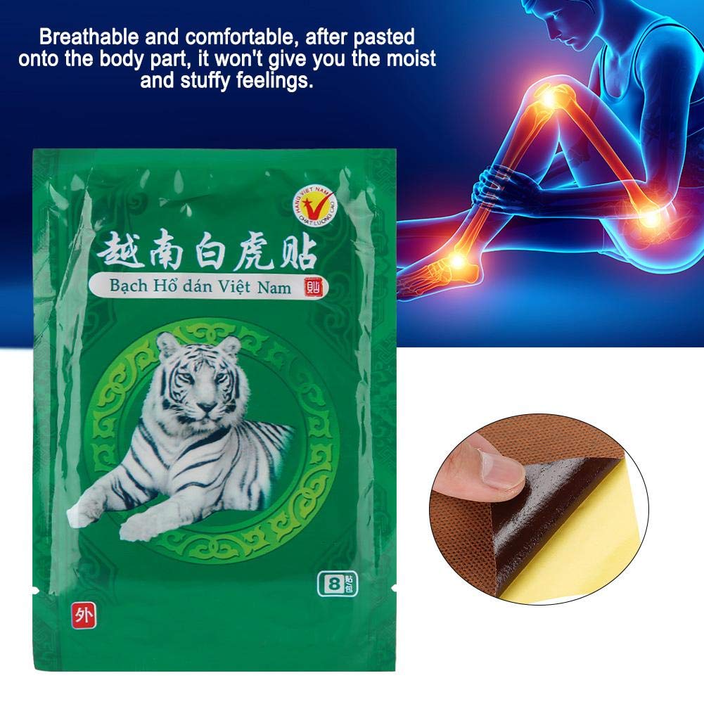 Pongnas Cerotti per Dolori Muscolari ed Articolari, 8 Pezzi Balsamo di Tigre Bianco Patch, Patch di Sollievo dal Dolore per Alleviare Il Dolore, al Collo, alla Spalla, al Ginocchio