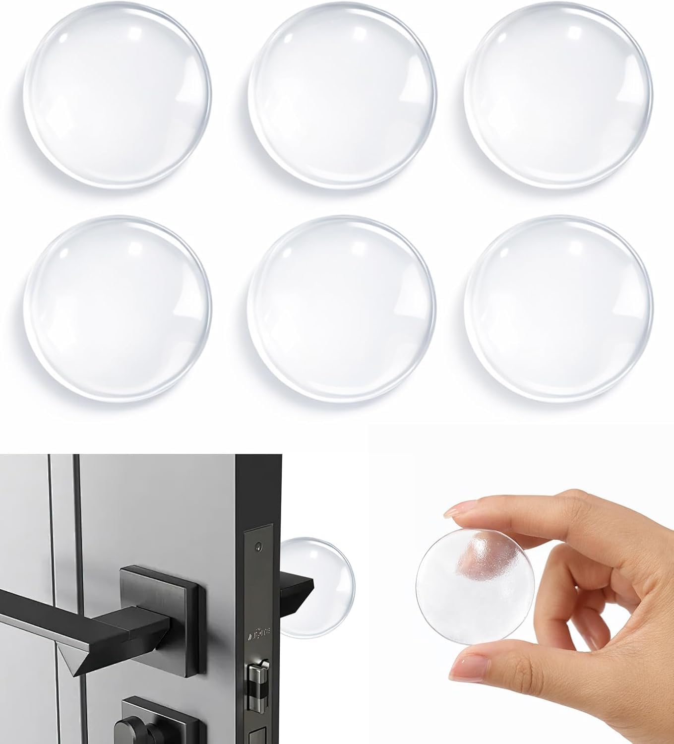 6PCS Clear Soft Silicone Door Dampers, 4 * 0.8CM Large size Self-Adhesive Door Bumper,Protective Pads for Furniture and Cupboard Doors, Vibration and Noise Reduction