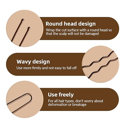 Miniatura 3 de Juego de 100 horquillas para el cabello onduladas invisibles en forma de U, grandes y resistentes para mujeres y moño de ballet con caja (2.4