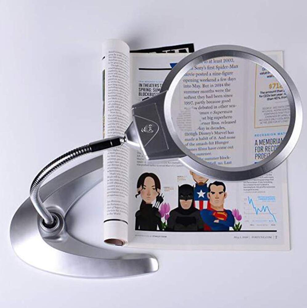 Lupa, Grande 2X 5X LED iluminada con Soporte - Diseño Plegable con 2 lámparas LED y Lente Jumbo 5.5 Ih - Las Mejores Manos Libres con luz para Leer Interesting