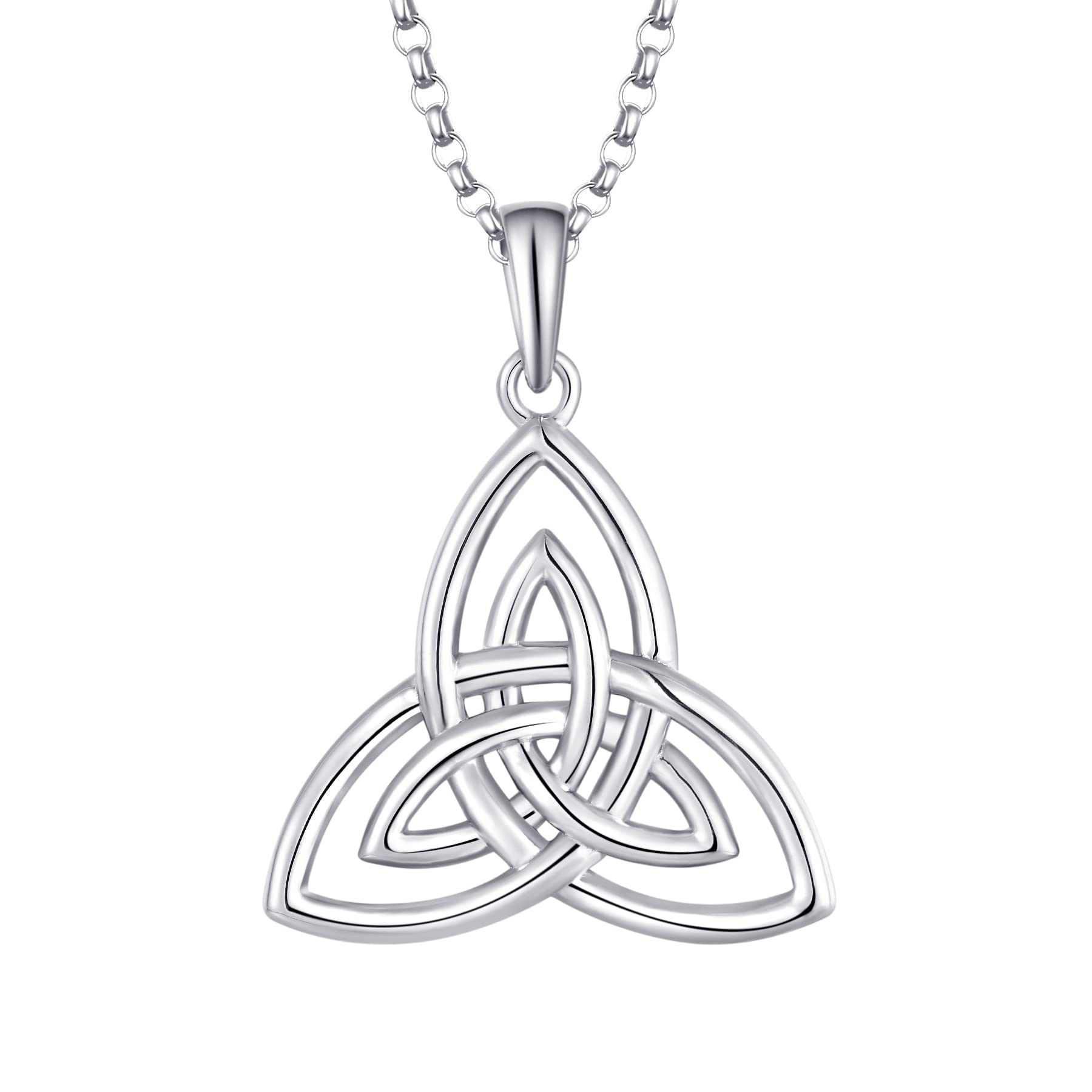 JO WISDOM Damen Kette Irischer Triquetra Keltischer Knoten Silber 925 Halskette Anhänger mit Weißgold plattiert,Schmuck für Frauen
