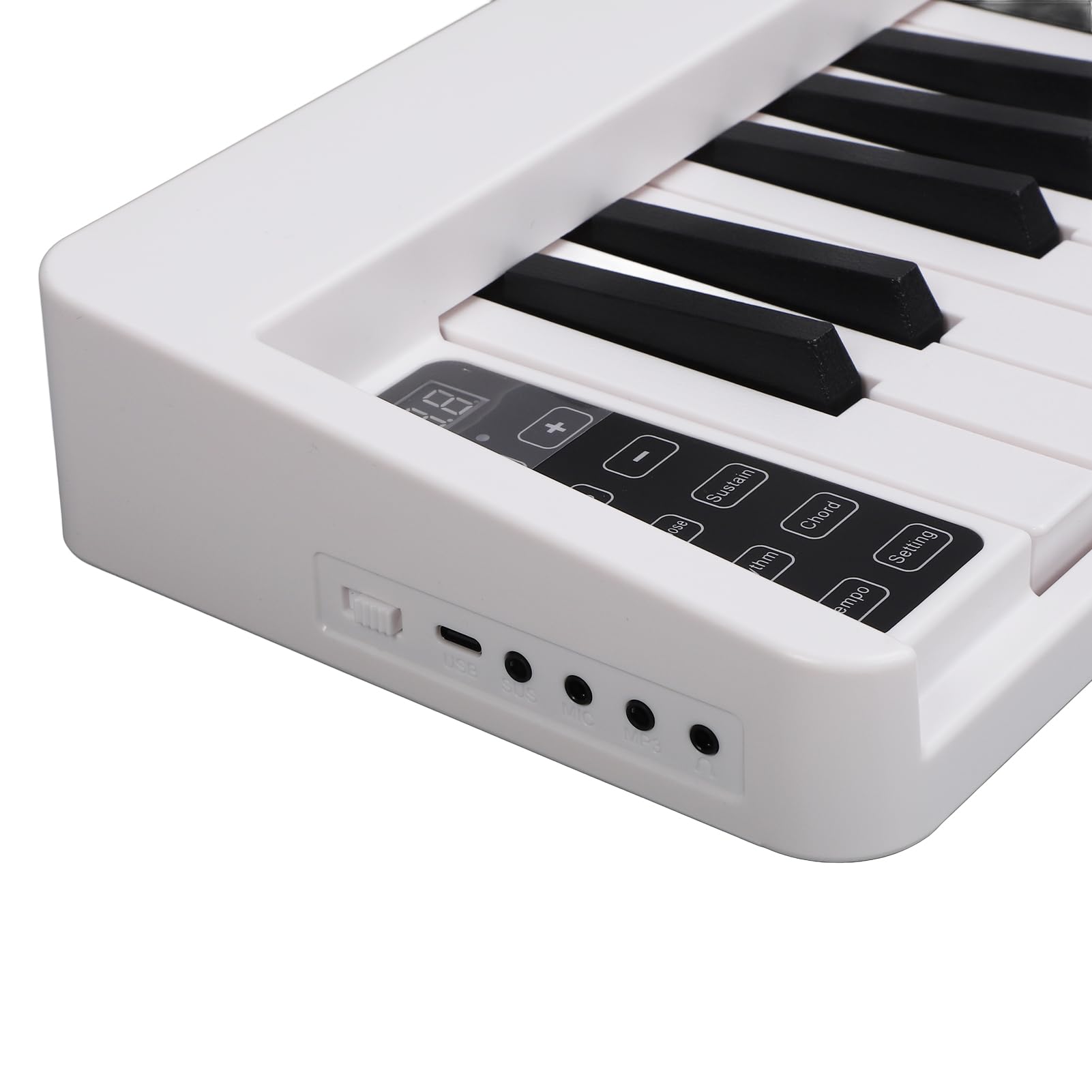Pianino Elektroniczne 61 Klawiszy, Przenośna Składana Klawiatura Fortepianowa dla Początkujących (WHITE)