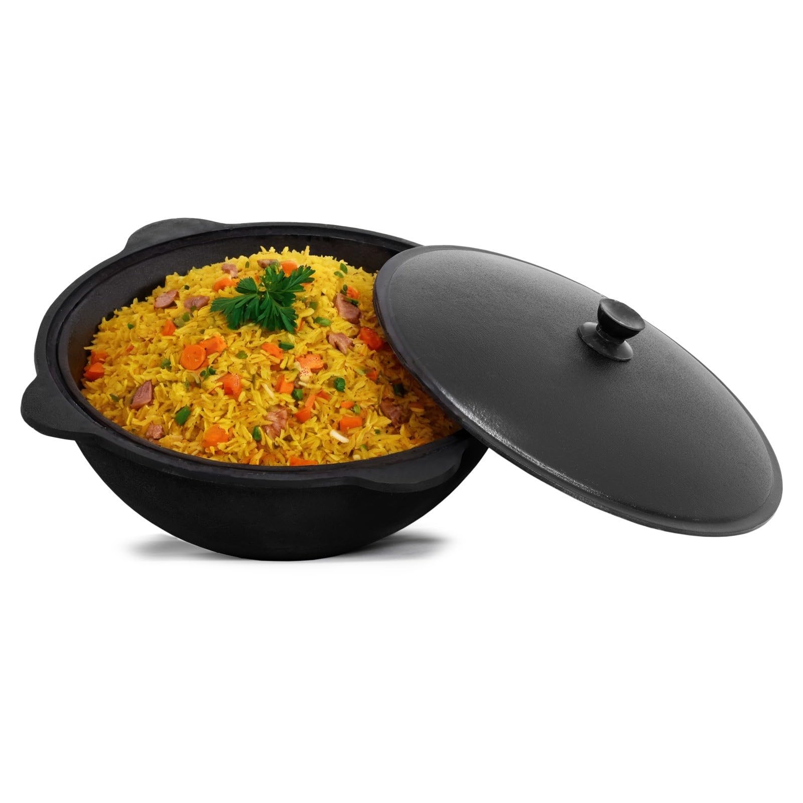 SET Utschak Mit Abzugsrohr Feuerstelle Feldküche 40 + Kazan Mit Grill Pfanne Deckel Gusseisen 15l