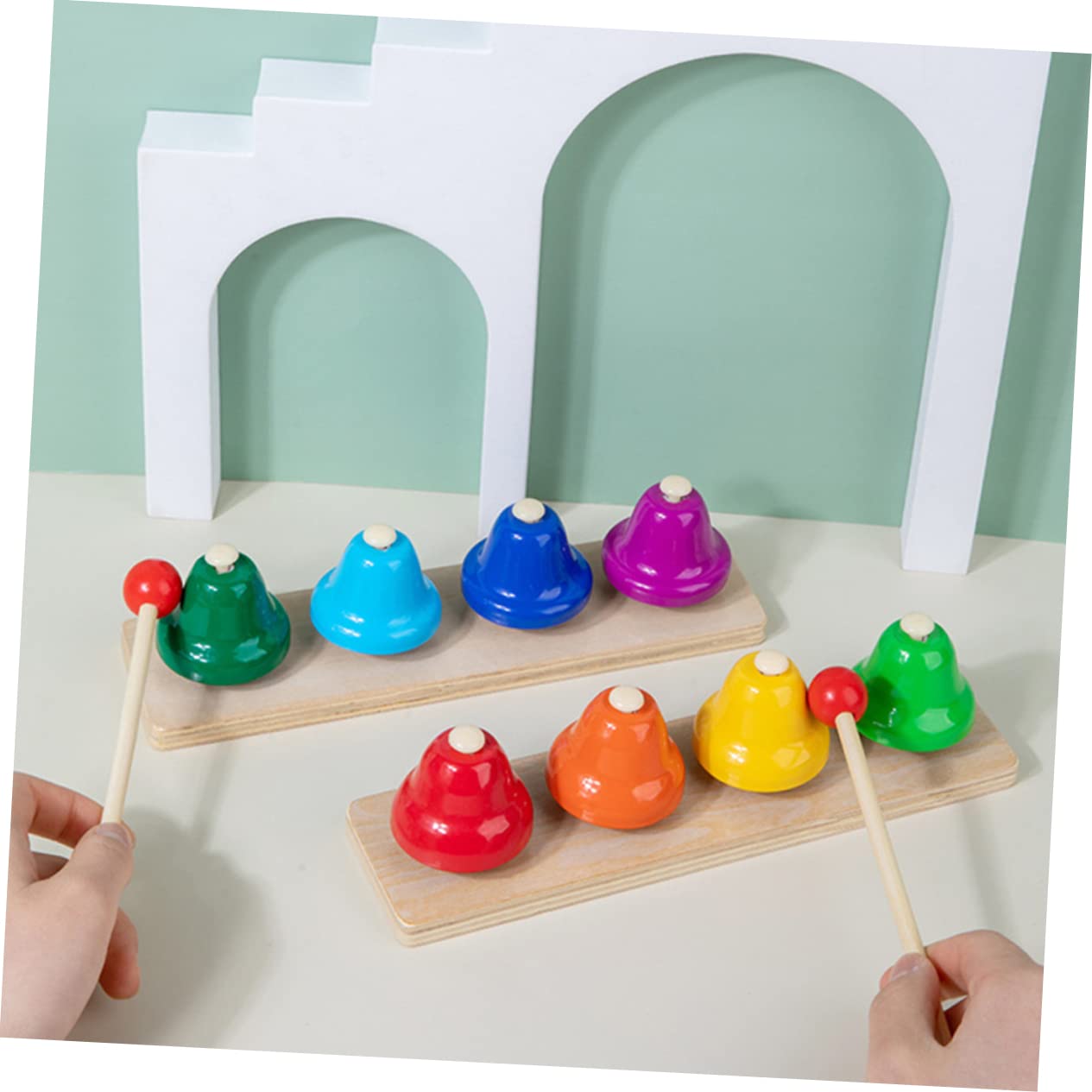 SUPVOX Campanelli Mano Colorati per Strumenti Musicali Percussione per Ragazzo Ragazza Giocattoli Interattivi per Sviluppo Mano-cervello e Interesse per Musica