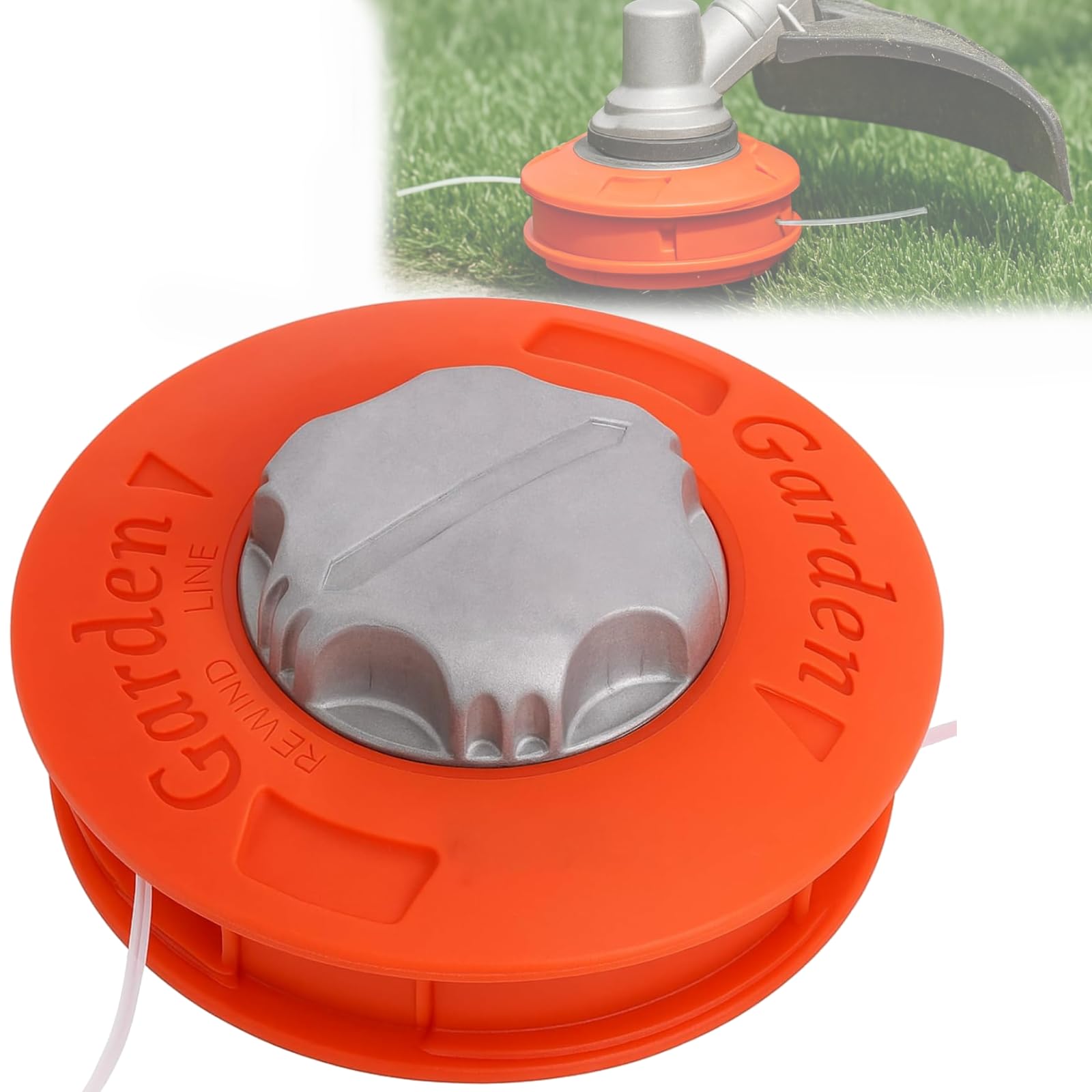 Poweka Testina di Ricambio Universale per decespugliatore M10 x 1,25 per Tosaerba in Nylon Alluminio,Arancia