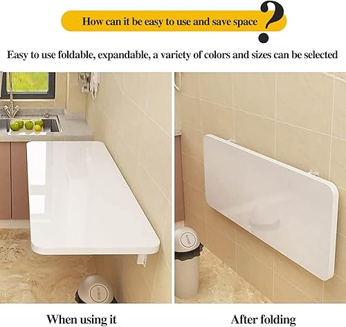 Miniatura 49 de Mesa plegable y versátil para montaje en pared, ahorra espacio, para cocinas, lavanderías, bares en casa y establecimientos gastronómicos, blanco