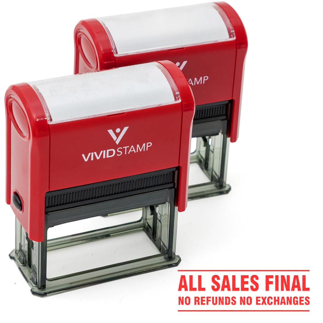 All Sales Final No Refunds No Exchanges Self Inking Rubber Stamp (Red Ink) - Medium 2 Pack