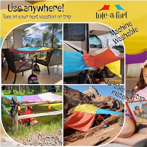 Tote a Fort Original XL Blanket Fort Building Kit - Portable Playhouse Play Tent Fort - Indoor & Outdoor Toy Set for Ages 4-12+ - STEM Toy - 4 Blanket Set by TOTEAFORT - Used condition - Image 6