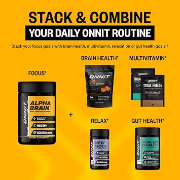 ONNIT Cognitive & Daily Wellness Bundle: Alpha Brain Nootropic Capsules (30 Count) + Total Human Multivitamin Packs (30-Day Supply), IGEN Non-GMO Tested Focus, Energy & Clarity, Pack of 2