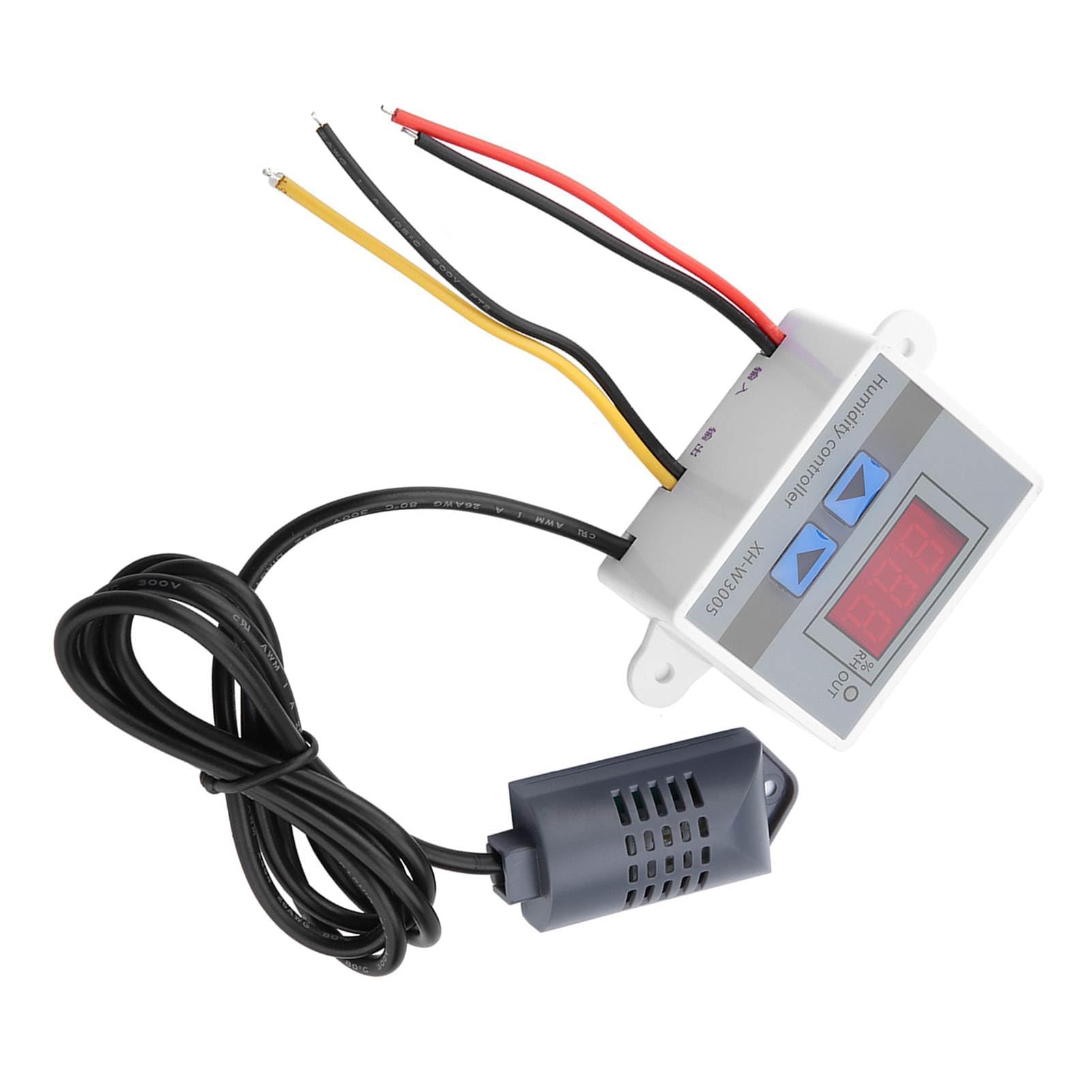 Wakects Controlador de Humedad Sensor Higrómetro Interruptor XH-W3005 0-99% RH 0.1% Precisión 12V 24V 220V con Pantalla de 2 Botones para Control de Humedad (220V)