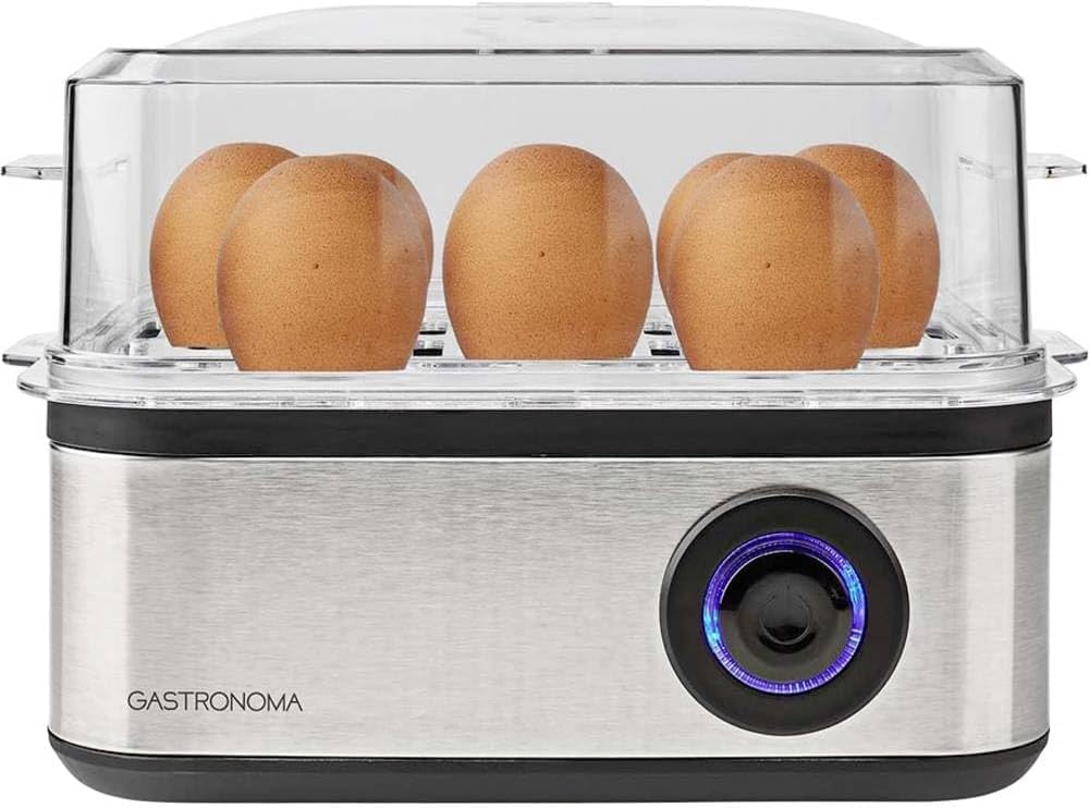 Gastronoma Eierkocher - Eierkocher 8 Eier - Egg Cooker mit Timer - Edelstahl - Silber