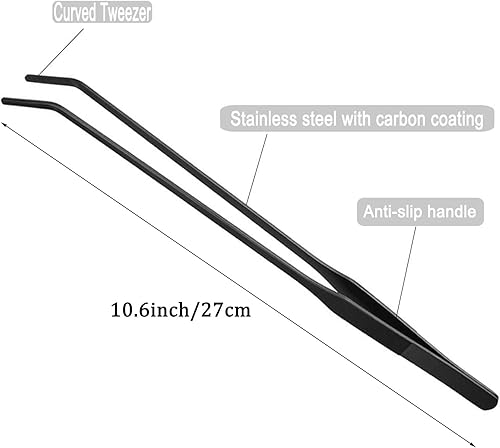 Miniatura 3 de FRUTA Pinzas para acuario de acero inoxidable rectas y curvadas con revestimiento de protección contra la carbonatación contra el óxido, pinzas de