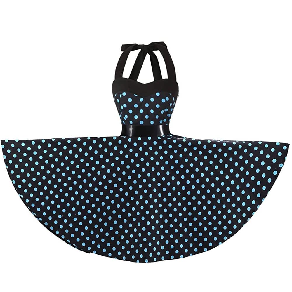 Halter Polka Dot Floral 50s Style Vintage Cocktail Party Swing Dresses