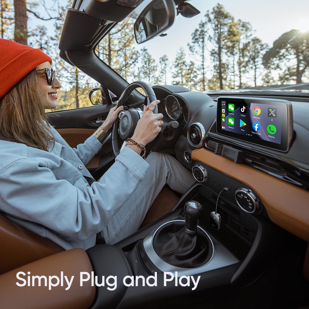 mcdodo CarPlay Adaptateur sans fil pour iPhone, Convertissez CarPlay filaire en sans fil, Bluetooth 5.0, Noir