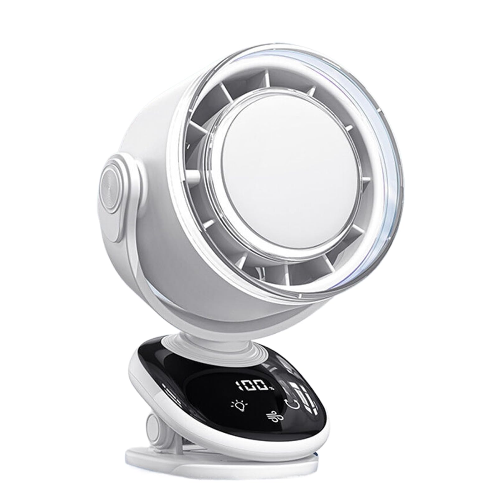 NRVTRE Rechargeable Clip Fan Digital Screen 360 Degree Cooling Wall Desk Hanging Fan 180 Degree for Indoor Outdoor Cooling Digital Clip Multifunctional with Display