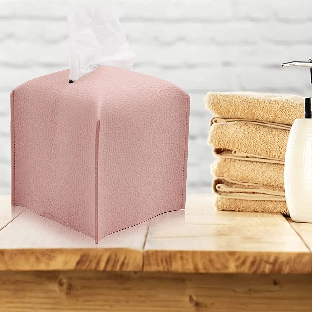 GORESE Porta Fazzoletti,Scatola per Fazzoletti in Pelle Dispenser per Fazzoletti Tissue Box per Ufficio, Casa,Bagno,Auto(Beige