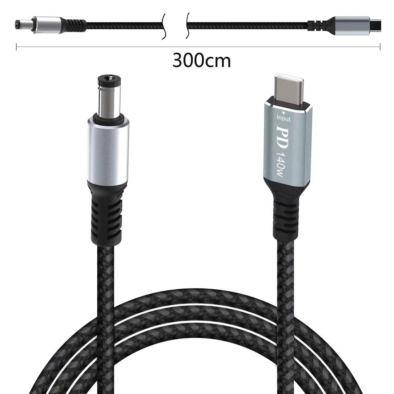 140W PD USB C to DC 5.5mm x 2.1mm Power Charging Cord for Laptop (5521), USB-C Type C Input to DC 20V 5.5 * 2.1mm Output Power 100W 135W 140W 65W PD Charge Cable for Laptop/Notebook (9.9FT) image 4 of 6 B0DG51SN4P
