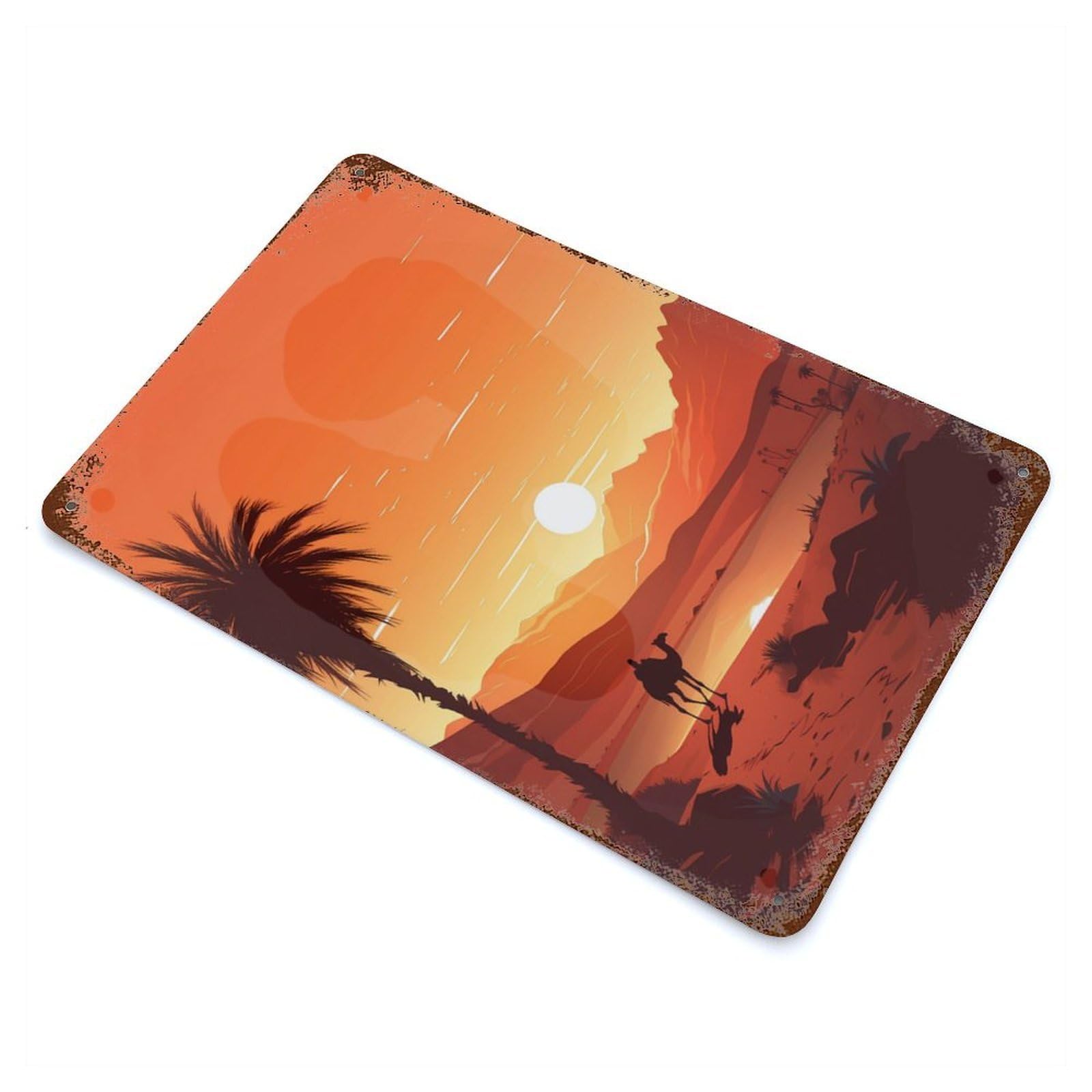 Vast Desert at Sunset Vintage Metal Tin Sign 11.8"x7.9", Industrial Home Decor for Garage, Pub Or Kitchen