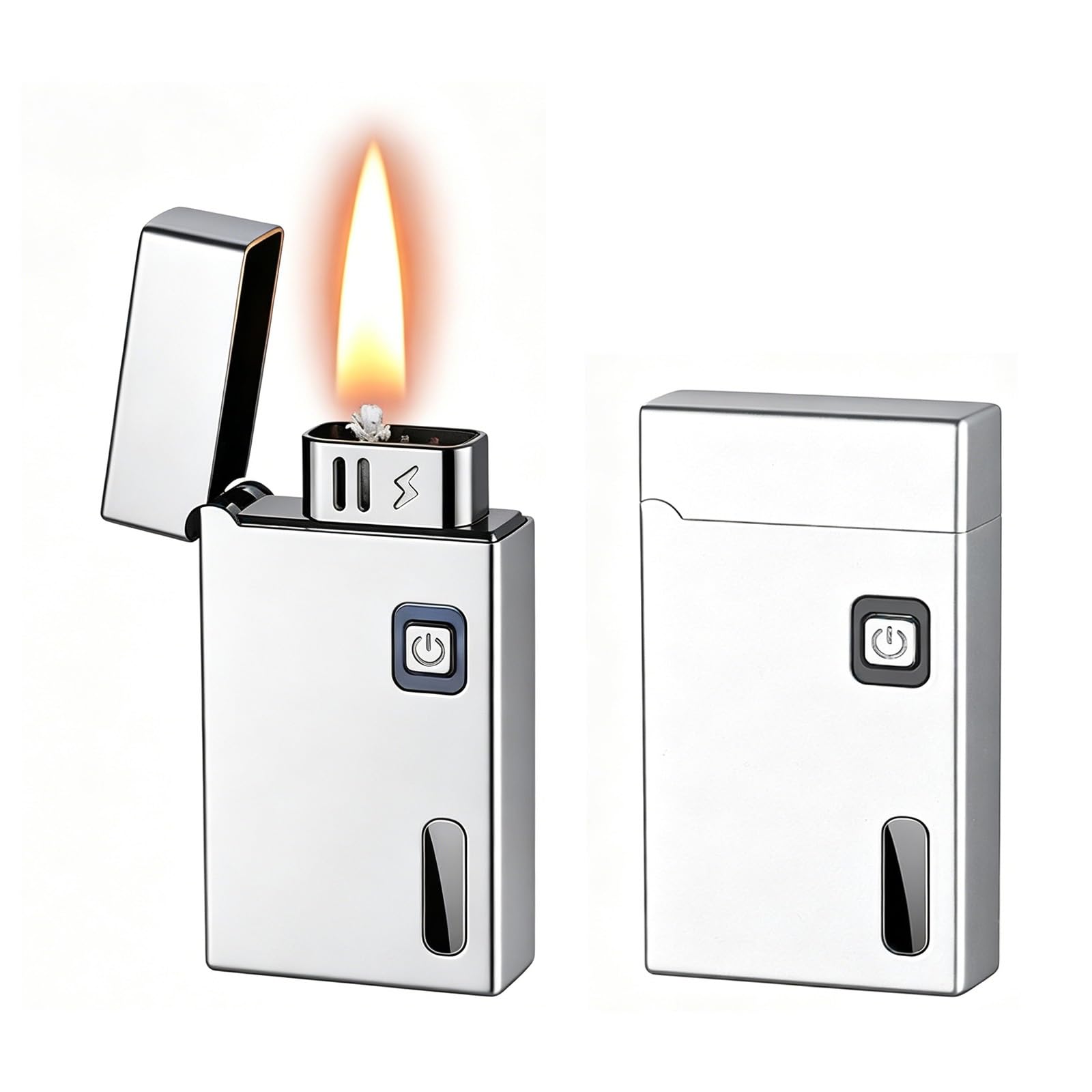 Intelligent voice-controlled soft-flame kerosene lighter, with a visible transparent vent, multiple ignition methods windproof lighter, suitable for outdoor camping, and a great(Metallic3)