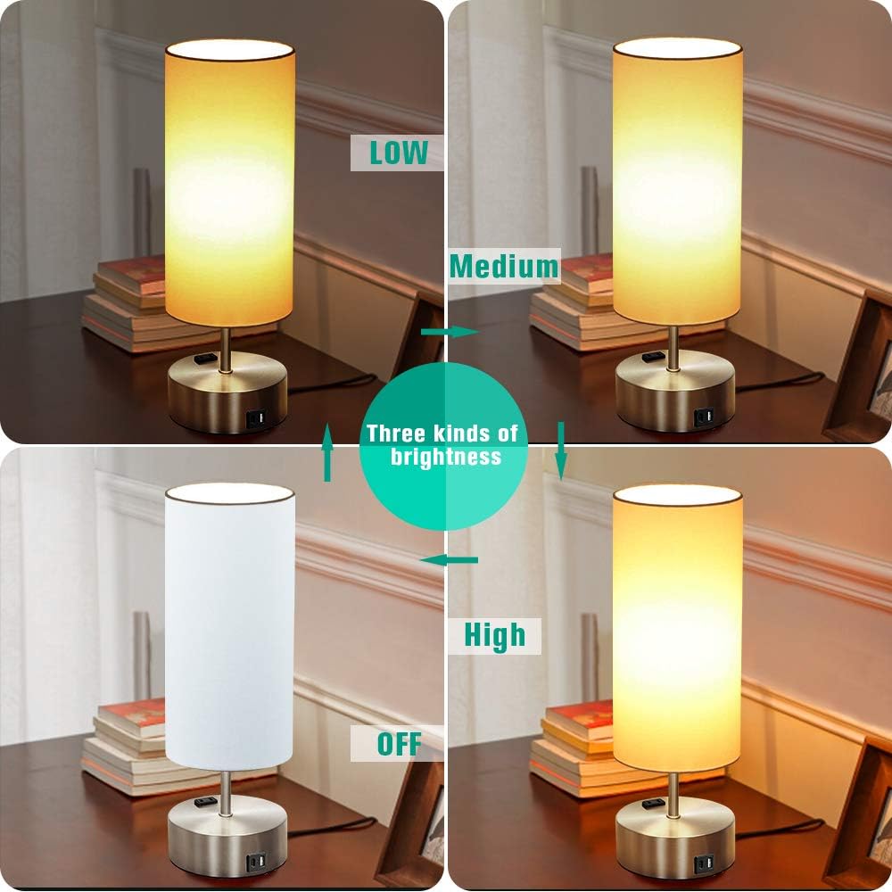 TOP оƒƒERS Touch Table Lamp with USB and Type C Charging Port, Power Outlet , 3-Way Dimmable Touch Lamp for Bedroom Living Room Office, Led Bulb Included (2 Pack) Onе-Dау Sаlе: Uр tо 70% оƒƒ Touch Table Lamp with USB and Type C Charging Port, Power Outlet , 3-Way Dimmable Touch Lamp for Bedroom Living Room Office, Led Bulb Included (2 Pack)