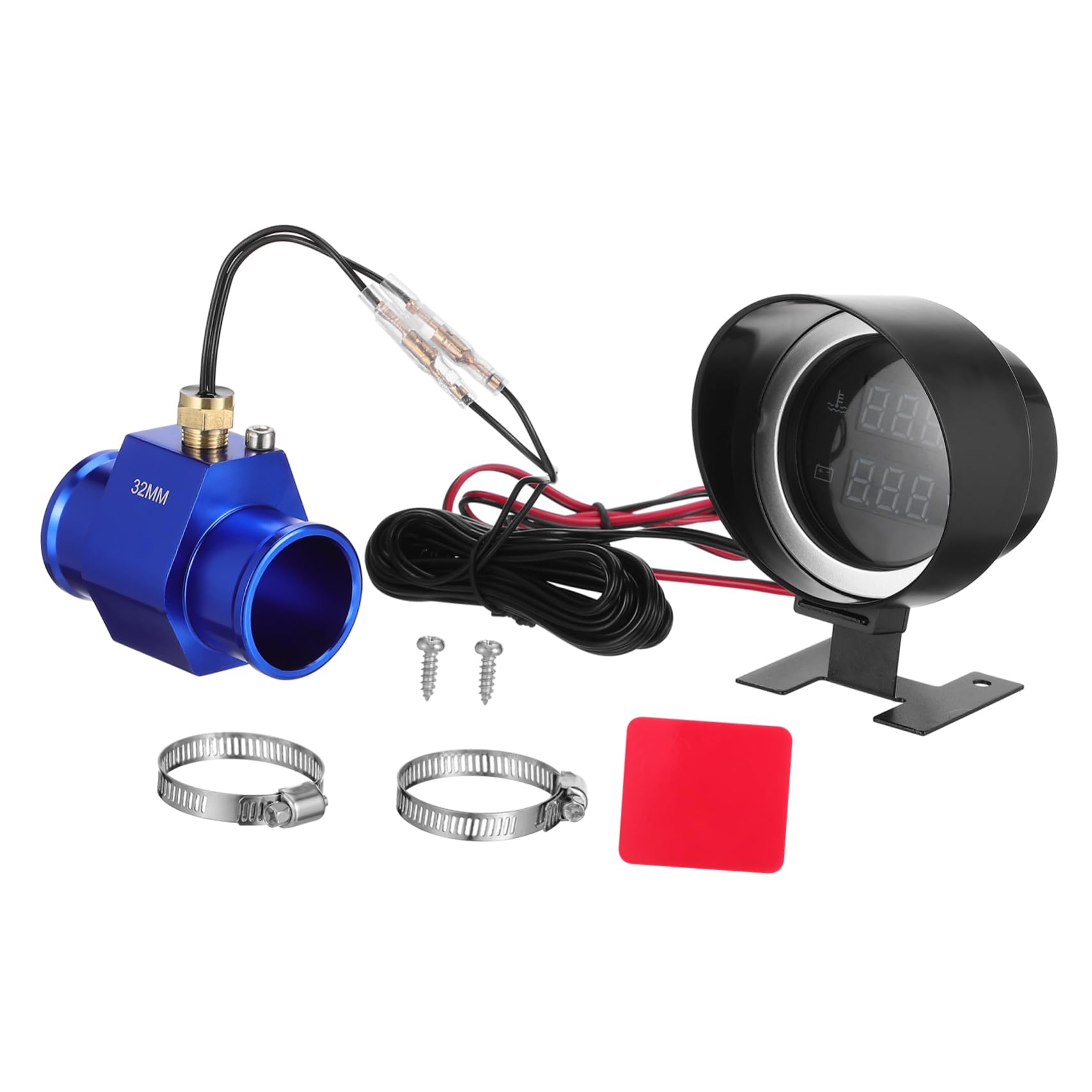 Ciieeo Manometro Digitale Temperatura e Voltmetro Auto Display LED Alta Precisione Adattatore Incluso per Installazione Rapida Compatibile con Moto Auto e Camion