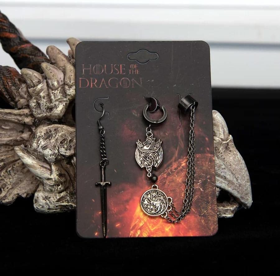 Game of Thrones House of the Dragon Targaryen Dragon Mismatched Earrings Set