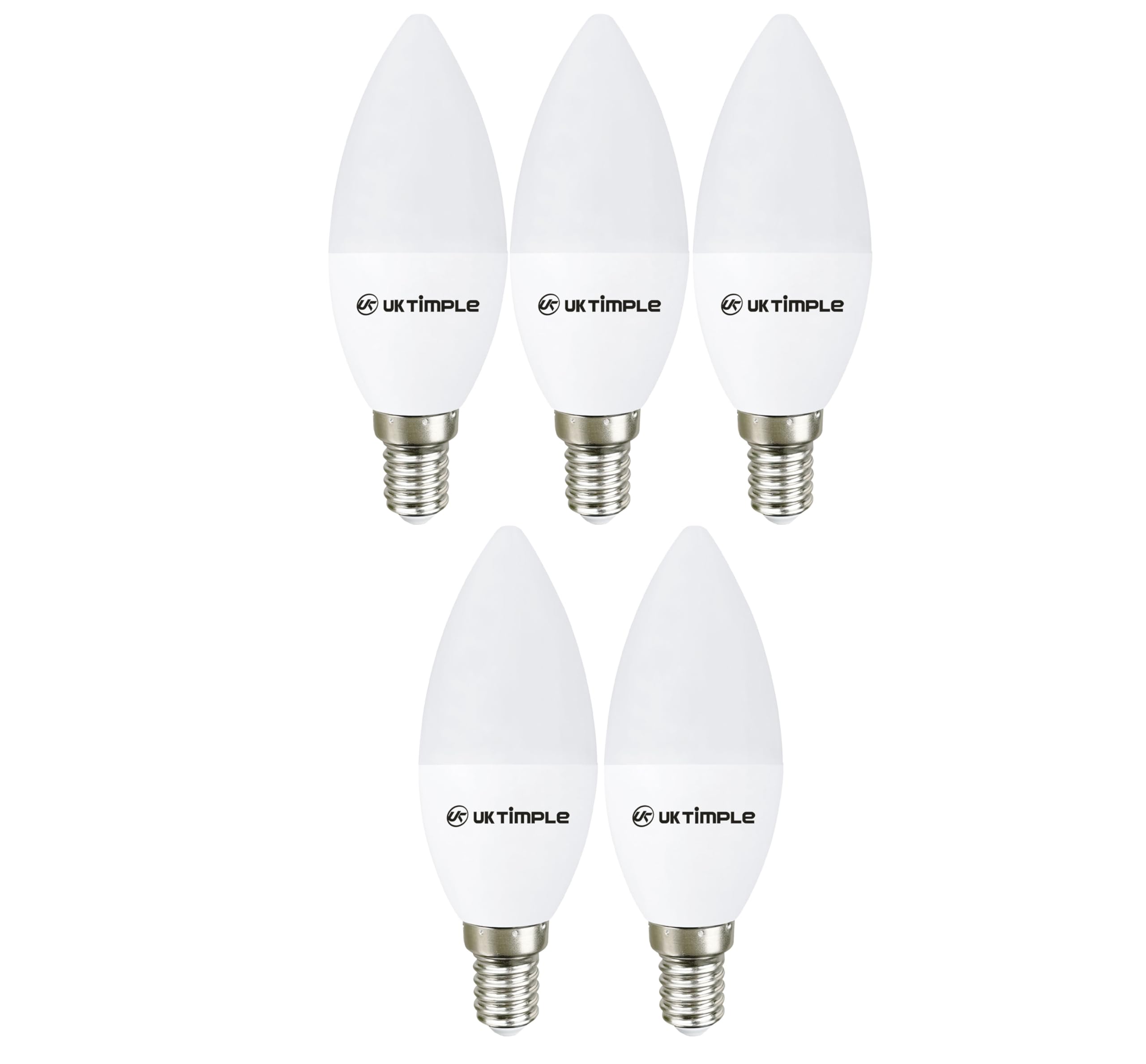 Uk Timple 6W E14 LED Candle Light Bulbs Cool White 4000K, 60W Equivalent, 640 Lumens, Small Edison Screw SES Base, Energy Saving C37 Lamp, Instant On, 25,000 Hour Lifespan, Multipack