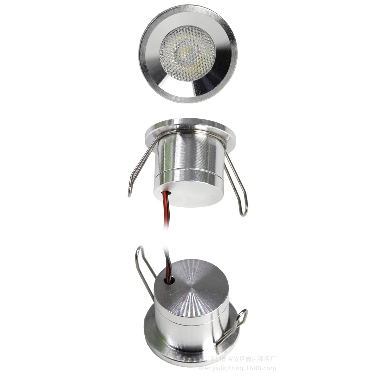 LGJEGD Mini Faretto A LED Da 1W Antiriflesso IP65 - 12V DC, 90 Lumen, Bianco Caldo 3000K, Diametro 31,5 Mm, Dimmerabile, Con Trasformatore 36W Per Vetrine E Mobili