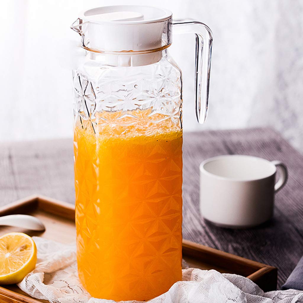 Lot De 2 Pichets 1,1L En Acrylique Avec Couvercle - Carafe à Eau, Jus Et Thé Glacé, Résistante Et Élégante