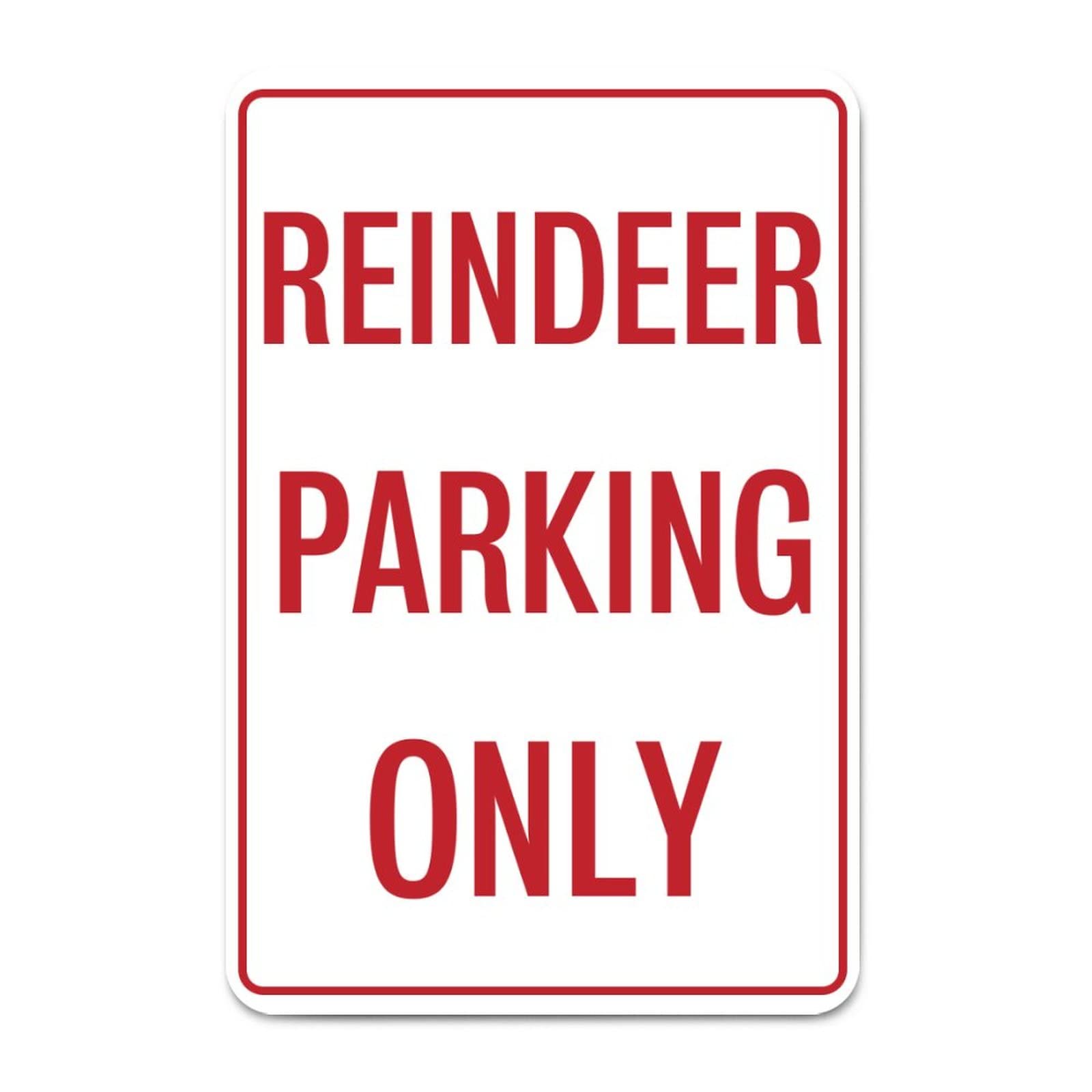 ENEDNATE Farmhouse Rustic Street Aluminum Tin Sign 8x12 Inch Reindeer Parking Only Warning Metal Sign for Park Garage Gate Garden Indoor Outdoor Use Metal Wall Art Home Decor Sign