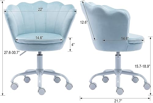 Miniatura 3 de chairus Linda silla de escritorio para niños, de terciopelo, para sala de estar, silla tapizada para adolescentes con respaldo de concha, silla