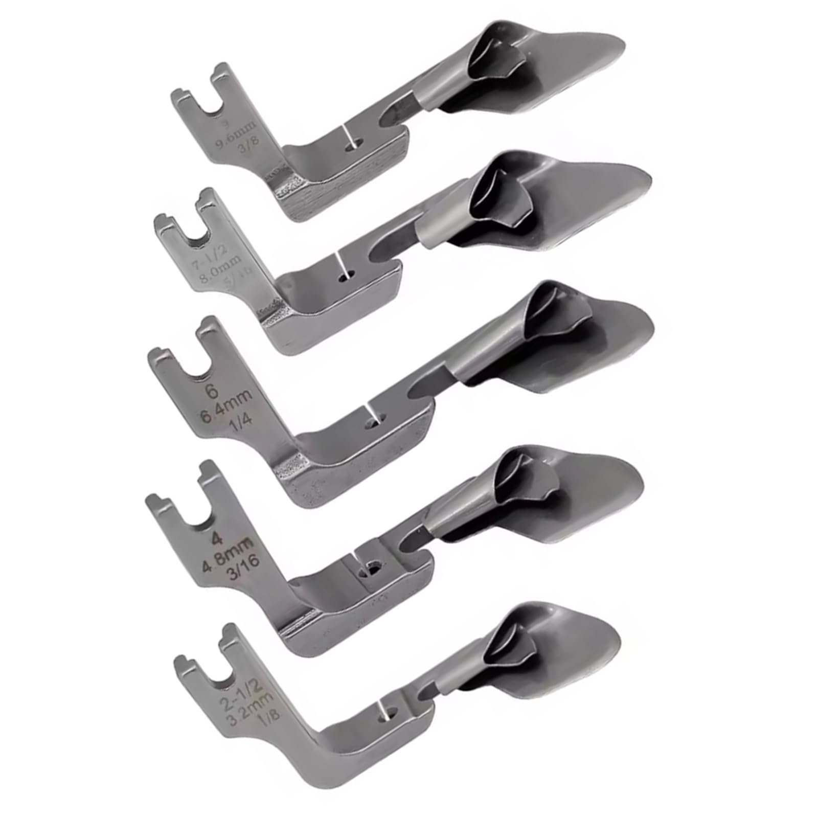 carotoe 5PCS Sewing Machine Hemmer Presser Feet 3.2mm-9.6mm Metal Rolled Hemming Presser Foot for Clothing Curtain Bedding Sewing Machine Foot Attachment