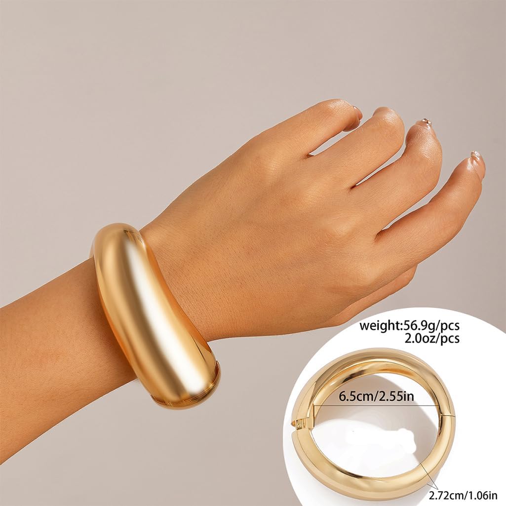 Large Teardrop Mirror Polish Open Cuff Bangle Bracelet for Women - Gold Alloy Minimalist Statement Jewelry Gift - Image 4