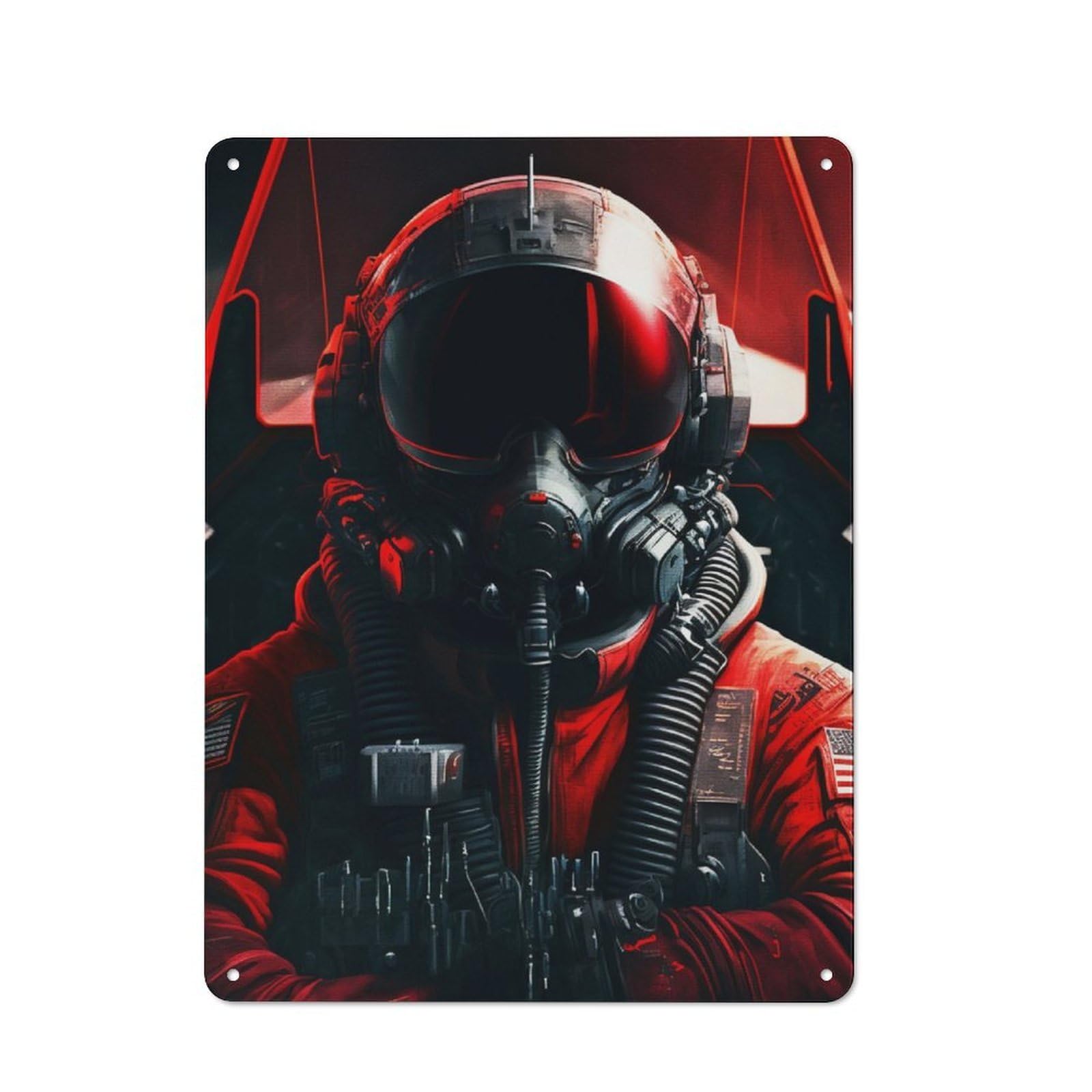 Fighter Pilot Retro Tin Sign 40x30cm for Living Room Or Hallway, for Cooler-season Styling in Living Room And Hallway