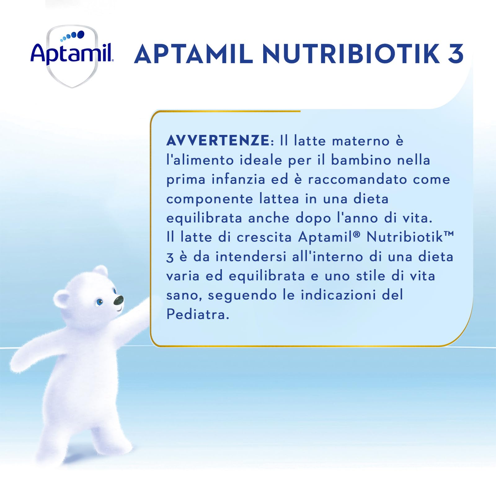 APTAMIL Nutribiotik 3 - Latte di Crescita in Polvere per Bambini dai 12 mesi - Confezione da 3320 grammi (4 confezioni da 830g)